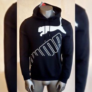 PUMA AUTHENTIC BIG LOGO SPORT FLEECE HODDIE MEN'S SIZE S BLACK WITH POCKET